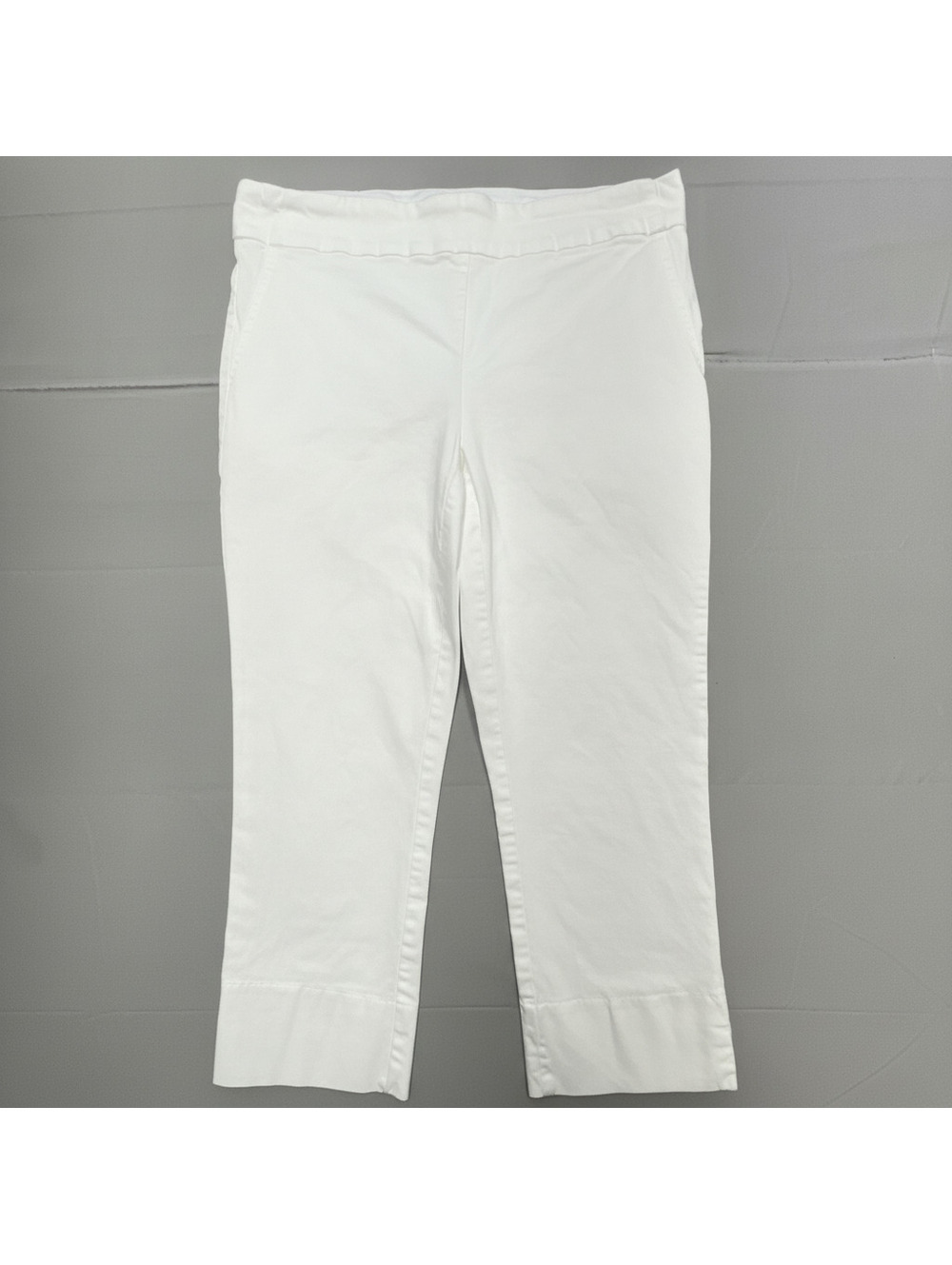 Eliane Rose Womens Size 8 White Cotton Stretch Pull-On Capri Pants Trousers
